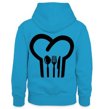 Toque - Sweat à capuche contrasté Enfant - bleu paon/gris chiné - Dos