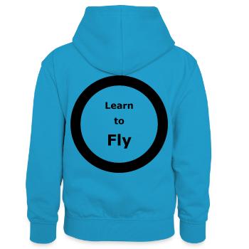 Template 3000x3000 CIRCLE Learn to Fly 2 - Kids’ Contrast Hoodie - peacock blue/heather grey - Back