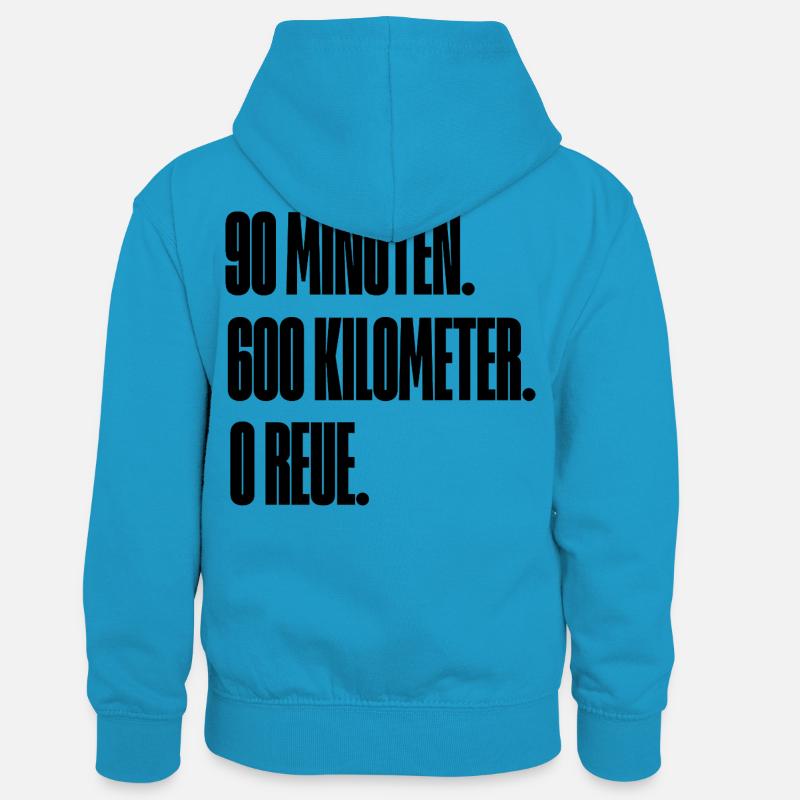 Culte de la courbe. - Sweat à capuche contrasté Enfant - bleu paon/gris chiné
