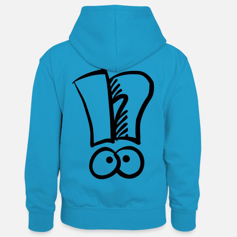 Exclamation question marque - Sweat à capuche contrasté Enfant - bleu paon/gris chiné