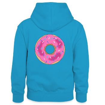 Donut - Kinder Kontrast-Hoodie - Pfauenblau/Grau meliert - Hinten