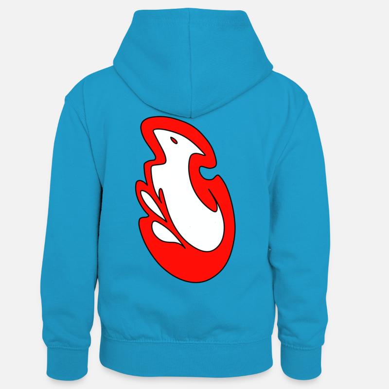 redfox - Sweat à capuche contrasté Enfant - bleu paon/gris chiné