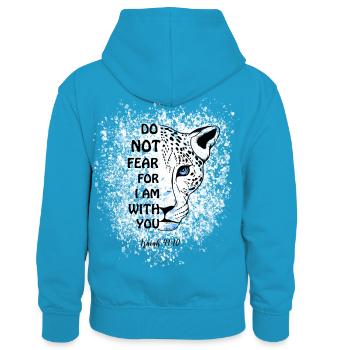 Religiöses Zitat Christliches Motiv - Kinder Kontrast-Hoodie - Pfauenblau/Grau meliert - Hinten