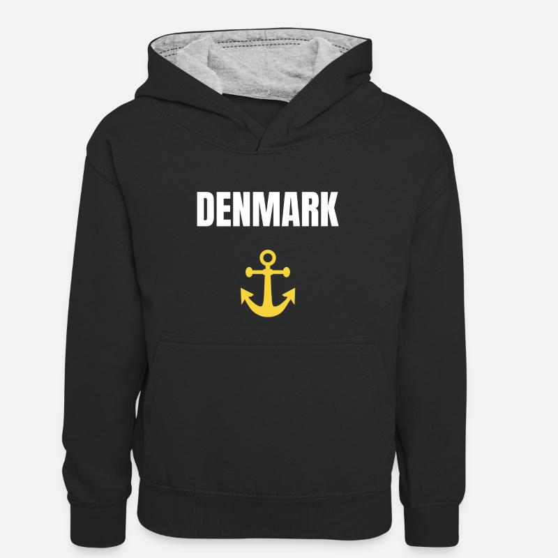 Danemark Bob Hat - Sweat à capuche contrasté Enfant - noir/gris chiné