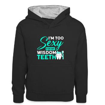 Weisheitszähne Weisheitszahn Patient Zahnarzt - Kinder Kontrast-Hoodie - Schwarz/Grau meliert - Vorne