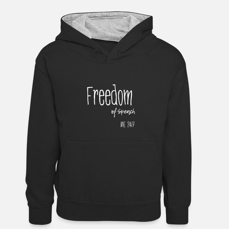 Liberté d’expression Liberté de parole - Sweat à capuche contrasté Enfant - noir/gris chiné
