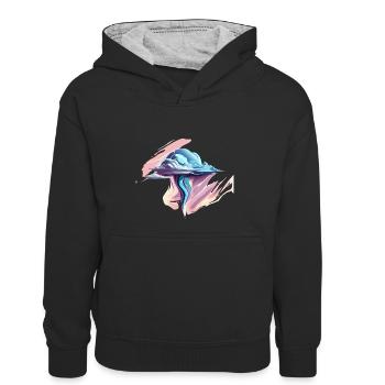 Nuages Chrome - Sweat à capuche contrasté Enfant - noir/gris chiné - Devant