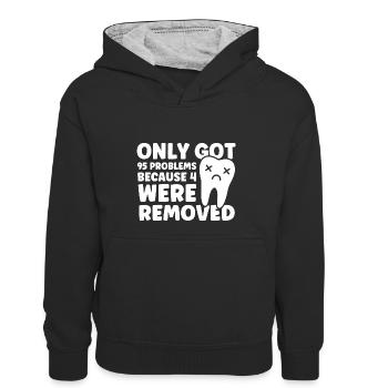 Weisheitszähne Weisheitszahn Patient Zahnarzt - Kinder Kontrast-Hoodie - Schwarz/Grau meliert - Vorne