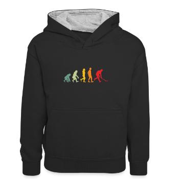 Field hockey hockey evolution - Kids’ Contrast Hoodie - black/heather grey - Front
