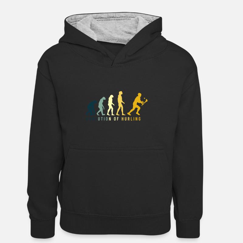 L’évolution du hurling - Sweat à capuche contrasté Enfant - noir/gris chiné