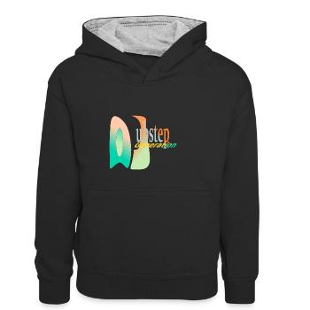 DJ Dubstep - Sweat à capuche contrasté Enfant - noir/gris chiné - Devant