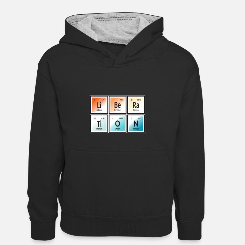 Befreiung | Periodensystem der Elemente - Kinder Kontrast-Hoodie - Schwarz/Grau meliert
