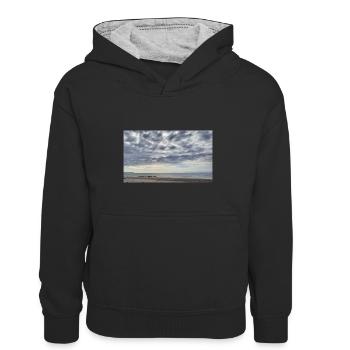Nuage - Sweat à capuche contrasté Enfant - noir/gris chiné - Devant