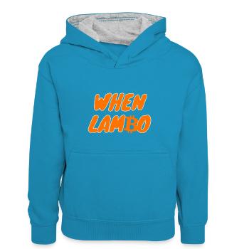 Crypto Quand Lambo BTC Bitcoin 2 - Sweat à capuche contrasté Enfant - bleu paon/gris chiné - Devant
