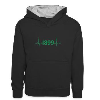 Bremen 1899 Puls EKG Herzschlag - Kinder Kontrast-Hoodie - Schwarz/Grau meliert - Vorne