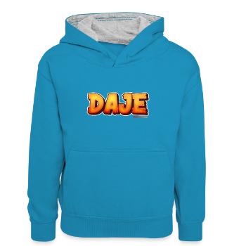 Roman phrases: DAJE - Kids’ Contrast Hoodie - peacock blue/heather grey - Front