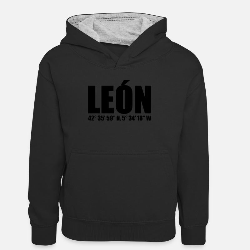 Coordonnées de León - Sweat à capuche contrasté Enfant - noir/gris chiné