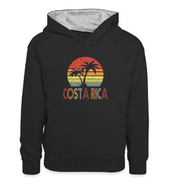 Costa Rica - Kinder Kontrast-Hoodie - Schwarz/Grau meliert - Vorne