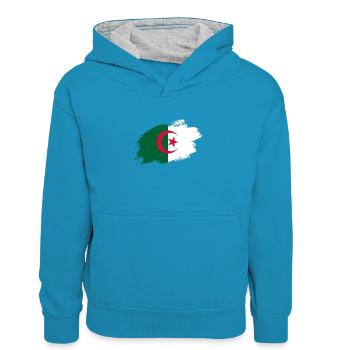 Algérie drapeau algérien drapeau - Sweat à capuche contrasté Enfant - bleu paon/gris chiné - Devant