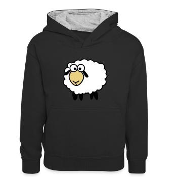 das leicht bekloppte Määähndy-Schaf - Kinder Kontrast-Hoodie - Schwarz/Grau meliert - Vorne