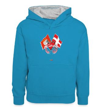 Cologne - montrer le drapeau - Sweat à capuche contrasté Enfant - bleu paon/gris chiné - Devant