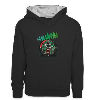 Die Drei ??? und der seltsame Wecker - Kinder Kontrast-Hoodie - Schwarz/Grau meliert - Vorne