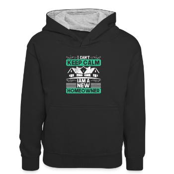 Cadeau de constructeur de constructeur de maison - Sweat à capuche contrasté Enfant - noir/gris chiné - Devant