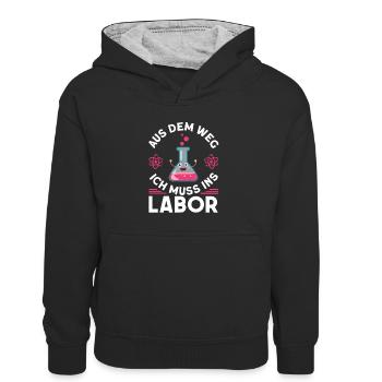 Chemiker Labor Chemielaborant - Kinder Kontrast-Hoodie - Schwarz/Grau meliert - Vorne
