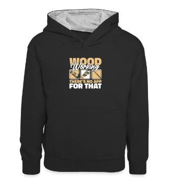 Tischler Holzarbeiter Zimmerei - Kinder Kontrast-Hoodie - Schwarz/Grau meliert - Vorne