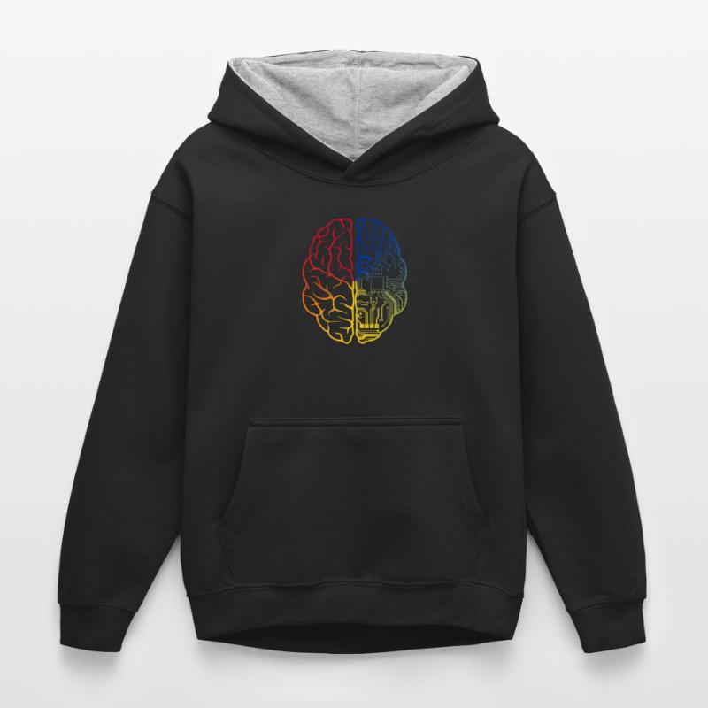 Programmierer Coder - Entwickler Programmieren Gehirn Kinder Kontrast-Hoodie
