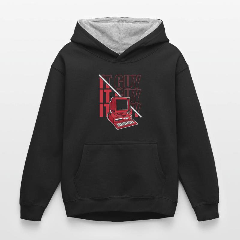 IT Guy Computer Scientist Admin IT Operations Administrator Kids’ Contrast Hoodie