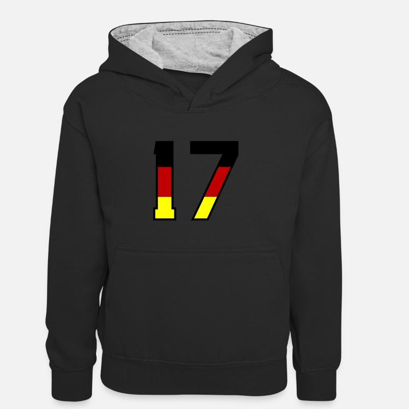 17 Nummersymbol Tyskland - Kontrastluvtröja barn - svart/gråmelerad