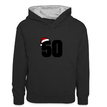 50 Numéro de Noël - Sweat à capuche contrasté Enfant - noir/gris chiné - Devant