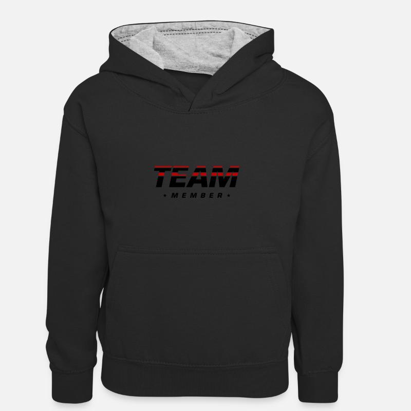 Membres de l’équipe - Sweat à capuche contrasté Enfant - noir/gris chiné