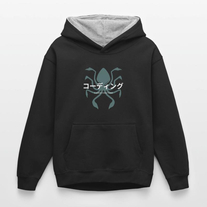LUZILLION CODER COUTURE, CODE ET BUGS Sweat à capuche contrasté Enfant