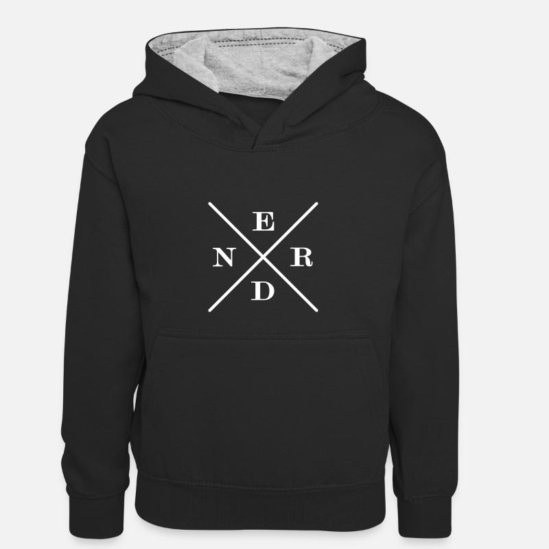 nerdy nerd coder serveur erreur de téléchargement 404 - Sweat à capuche contrasté Enfant - noir/gris chiné