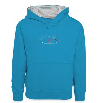 VU Meter, Musiciens HiFi Audiophiles - Sweat à capuche contrasté Enfant - bleu paon/gris chiné - Devant