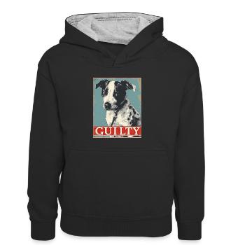 Chien coupable - Sweat à capuche contrasté Enfant - noir/gris chiné - Devant