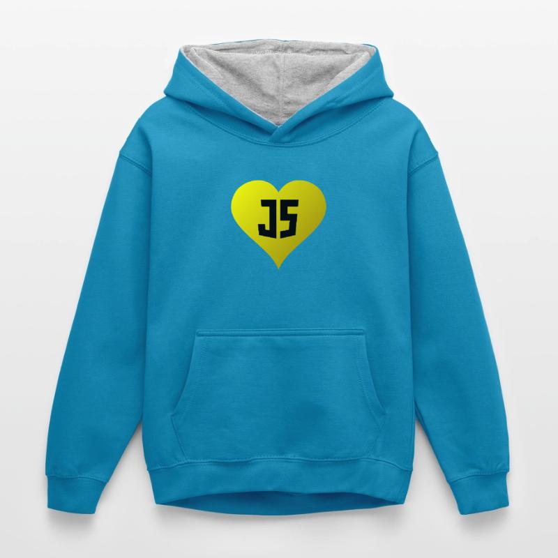 JavaScript Heart Kids’ Contrast Hoodie
