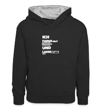 lustige status sprüche t shirt - Geschenkidee - Kinder Kontrast-Hoodie - Schwarz/Grau meliert - Vorne