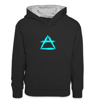Element Symbol Luft - Kinder Kontrast-Hoodie - Schwarz/Grau meliert - Vorne