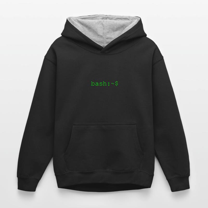 Linux bash shell console Kinder Kontrast-Hoodie