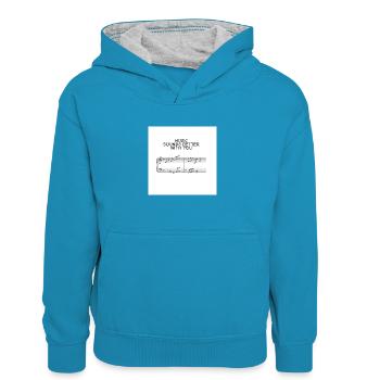 Music - Kinder Kontrast-Hoodie - Pfauenblau/Grau meliert - Vorne