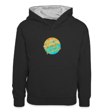 Évitez le plastique - Sweat à capuche contrasté Enfant - noir/gris chiné - Devant
