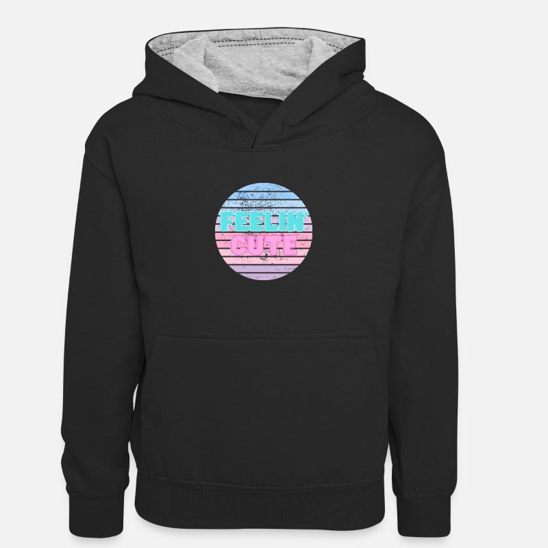 Feelin' Mignon - Sweat à capuche contrasté Enfant - noir/gris chiné