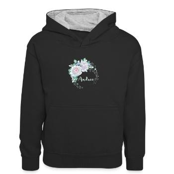 Pour Andree - Sweat à capuche contrasté Enfant - noir/gris chiné - Devant