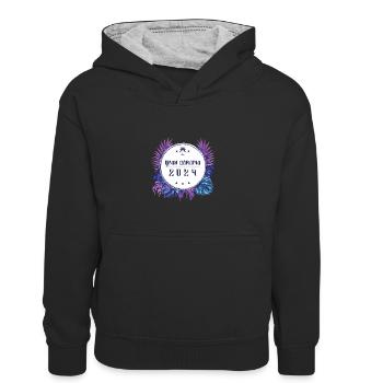 Gran Canaria 2024 - Sweat à capuche contrasté Enfant - noir/gris chiné - Devant