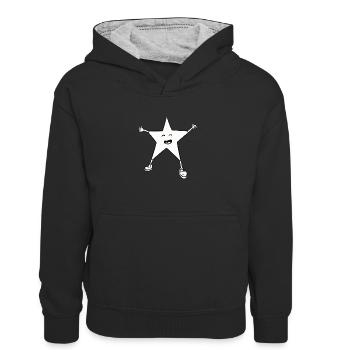 Étoile de noel, mignonne avec un sourire - Sweat à capuche contrasté Enfant - noir/gris chiné - Devant
