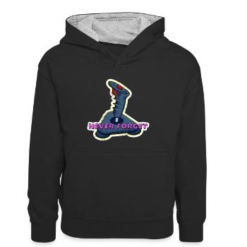 Never Forget Retro Gaming - Kinder Kontrast-Hoodie - Schwarz/Grau meliert - Vorne