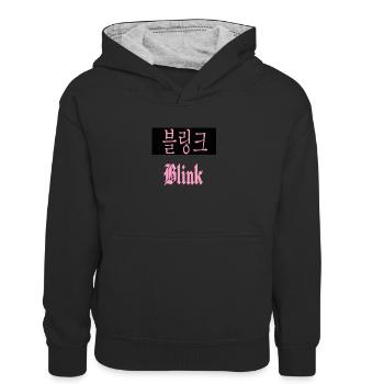 Blink fandom - Kids’ Contrast Hoodie - black/heather grey - Front